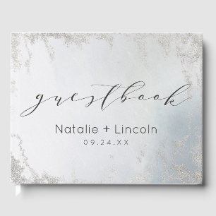 Livre D'or Mariage d'aquarelle en argent dépoli Ombre Dusty