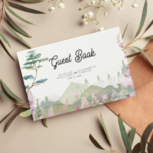 Livre D'or Mariage d'aquarelle fleur sauvage Mountain