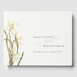 Livre D'or Mariage d'aquarelle florale rustique blanc