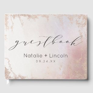 Livre D'or Mariage d'aquarelle Ombre Blush Pink Froid