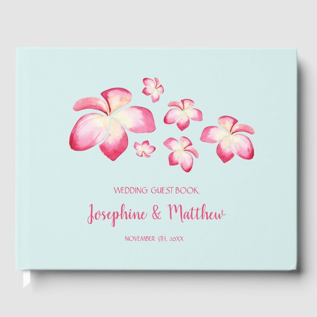 Livre D'or Mariage d'aquarelle Tropical Plumeria (Recto)