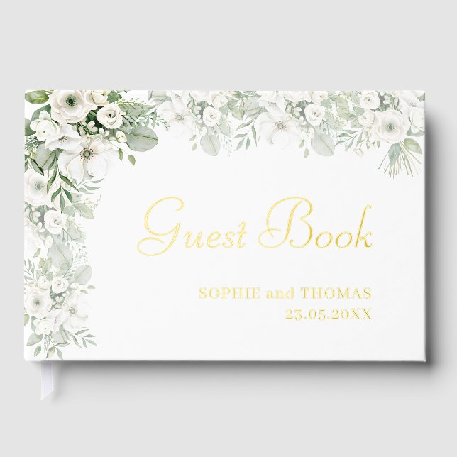 Livre D'or Mariage d'aquarelle vert pâle rose à  (Recto)