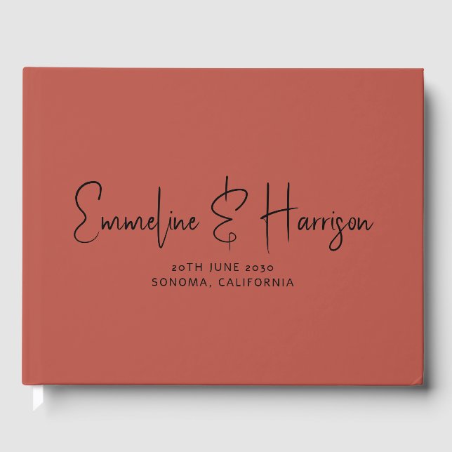 Livre D'or Mariage d'argile personnalisée Serif de script mod (Recto)