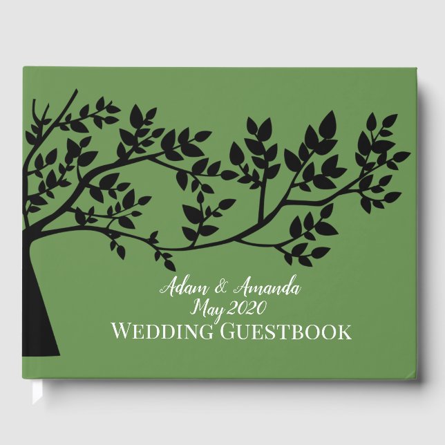 Livre D'or Mariage d'art forestier vert (Recto)
