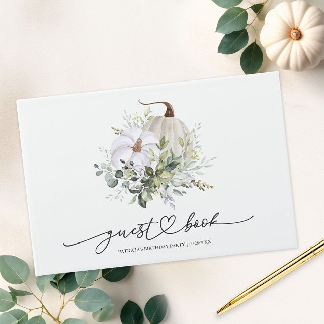 Livre D'or Mariage d'automne à la citrouille blanche et à l'e (Créateur téléchargé)