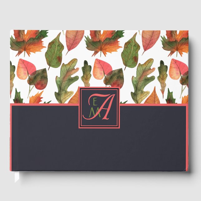 Livre D'or Mariage de automne d'automne monogramme Newlyweds (Recto)