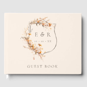 Livre D'or Mariage de automne de monogramme Floral Crest