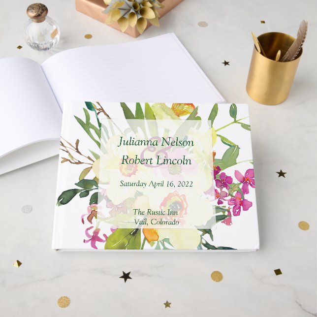 Livre D'or Mariage de bouquet jonquille de printemps (Recto ouvert)