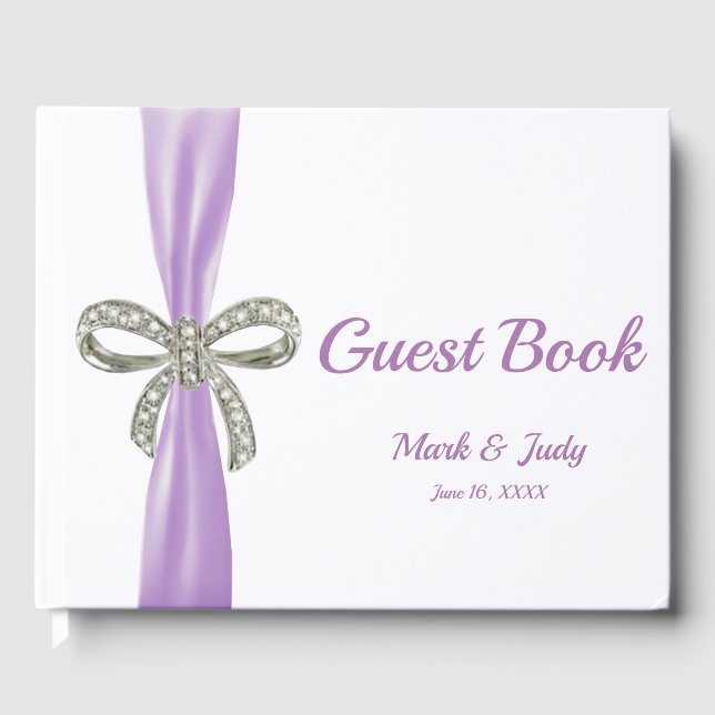 Livre d'or Mariage de Bow Diamond Ribbon violet (Recto)