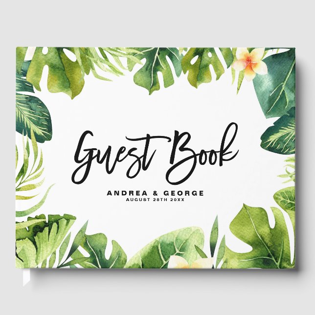 Livre D'or Mariage de cadre Tropical Greenerife et Plumeria I (Recto)