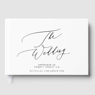 Livre D'or Mariage de calligraphie moderne blanc et noir