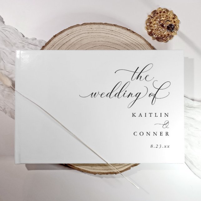 Livre D'or Mariage de calligraphie moderne et élégant (Elegant Wedding guest book with modern calligraphy. Simple modern and elegant)