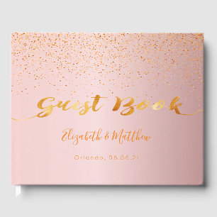Livre D'or Mariage de confetti en or Dusty rose