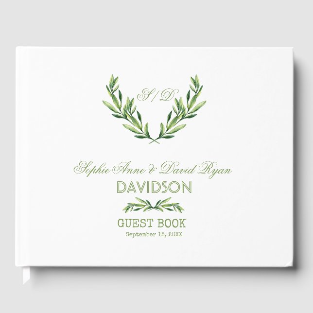 Livre D'or Mariage de courme Emerald Green Watercolor (Recto)