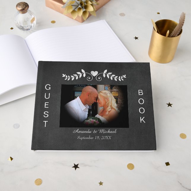 Livre D'or Mariage de défilement du coeur du tableau de bord (Recto ouvert)