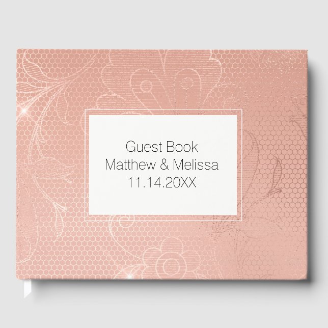 Livre D'or Mariage de dentelle rose Glam (Recto)