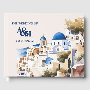 Livre D'or Mariage de destination à Santorin à l'aquarelle