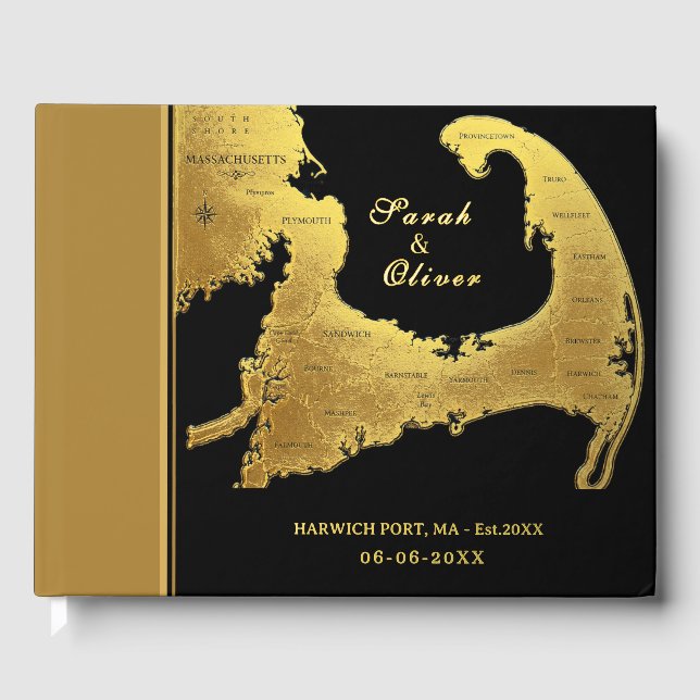 Livre D'or Mariage de destination élégant carte du Cap Cod (Recto)