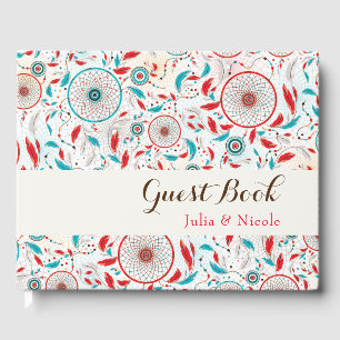 Livre D'or Mariage de Dreamcatcher en plumes de la tribu Boho