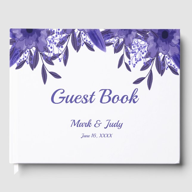 Livre D'or Mariage de feuillage bleu violet (Recto)