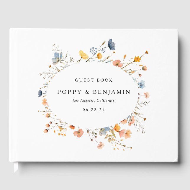Livre D'or Mariage de Fleur de Champ Florale Délicate (Recto)