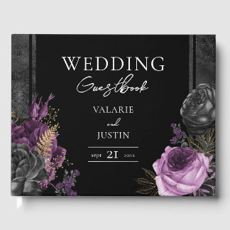 Livre D'or Mariage de fleurs gothiques violet