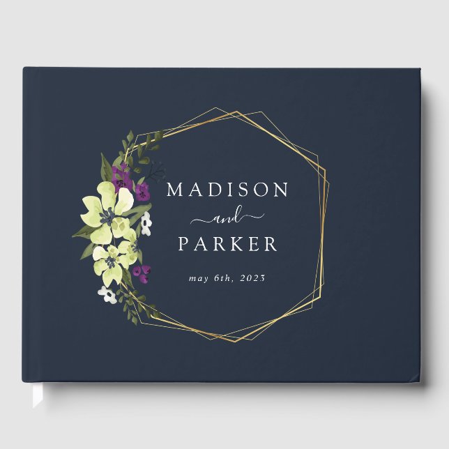Livre D'or Mariage de fleurs violettes foncées (Recto)