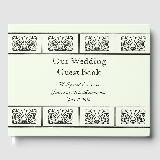 Livre D'or Mariage de frontière Fleur Art Déco avec Versets b (Recto)