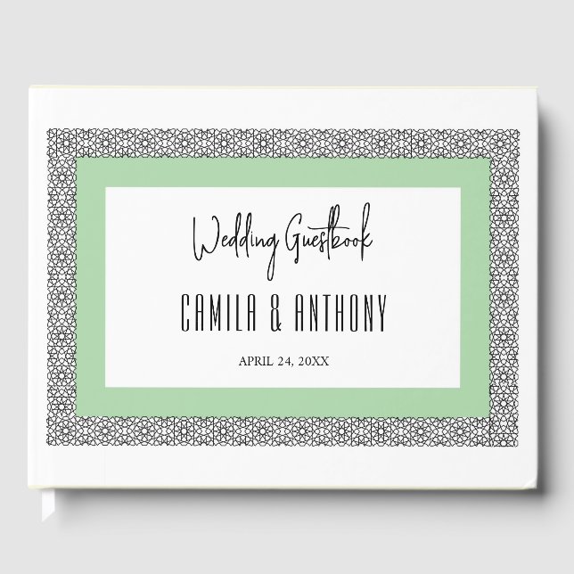 Livre D'or Mariage de frontière géométrique islamique Turquoi (Recto)