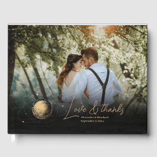 Livre D'or Mariage de galaxie céleste d'or noir mystique