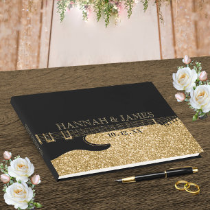 Livre D'or Mariage de guitare Parties scintillant noir et or