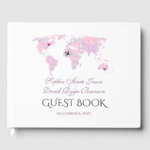 Livre D'or Mariage de la carte mondiale de l'aquarelle de des