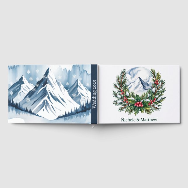 Livre D'or Mariage de la couronne de pin neigeux d'hiver (Complet)