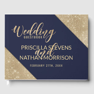 Livre D'or Mariage de la Parties scintillant Blue Faux Gold N