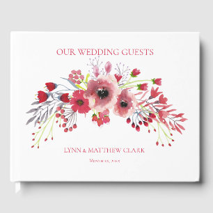 Livre D'or Mariage de l'aquarelle de printemps Pavot rouge fl