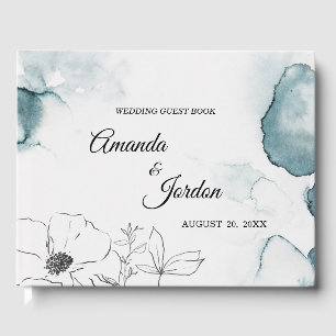 Livre d'or Mariage de l'aquarelle turquoise