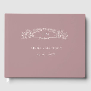 Livre D'or Mariage de monogramme de la crête botanique Dusty