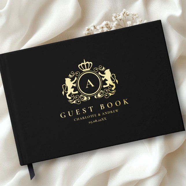 Livre D'or Mariage de monogramme de logo spécifique au client (Customer specific Logo Monogram Foil Wedding Guest Book with your name and date. )