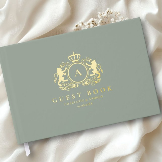 Livre D'or Mariage de monogramme de logo spécifique au client (Customer specific Logo Monogram Foil Wedding Guest Book with your name and date. )