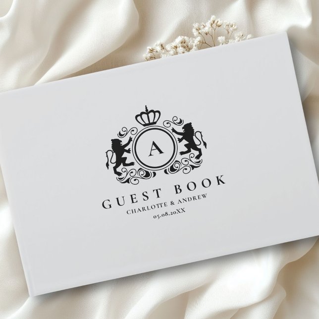 Livre D'or Mariage de monogramme de logo spécifique au client (Customer specific Logo Monogram Wedding Guest Book with your name and date. )