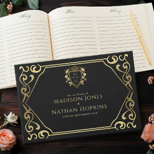 Livre D'or Mariage de monogramme d'Imaginaire royal noir