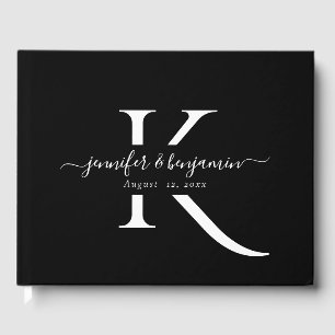 Livre D'or Mariage de monogramme minimaliste noir et blanc