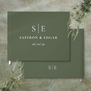 Livre D'or Mariage de monogramme vert olive