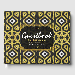 Livre D'or Mariage de Motif de géométrie noire Glam Gold