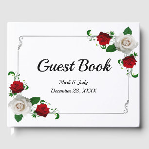Livre D'or Mariage De Noël Rose Rouge Et Blanc