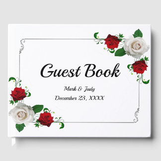 Livre D'or Mariage De Noël Rose Rouge Et Blanc