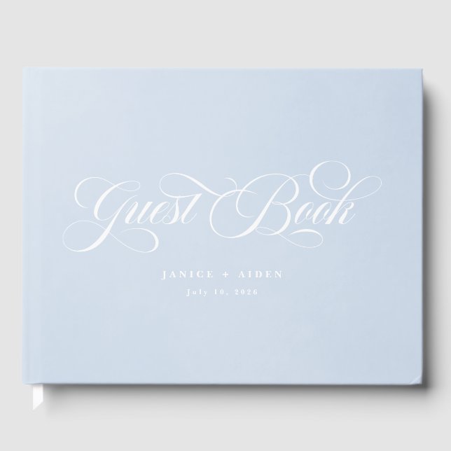 Livre D'or Mariage de nuage d'aquarelle bleu enchantant (Recto)