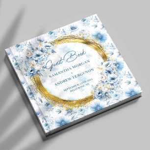 Livre D'or Mariage de Parties scintillant Boho Dusty Blue Gol