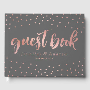 Livre D'or Mariage de points d'or gris et Rose