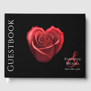 Livre D'or Mariage de rose rouge en forme de coeur